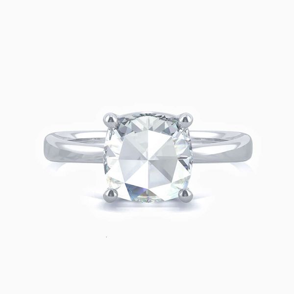 SGARIT Gioielli Anello di fidanzamento con diamante solitario in moissanite con montatura a punta in oro bianco 10 kt da 2,00 ct