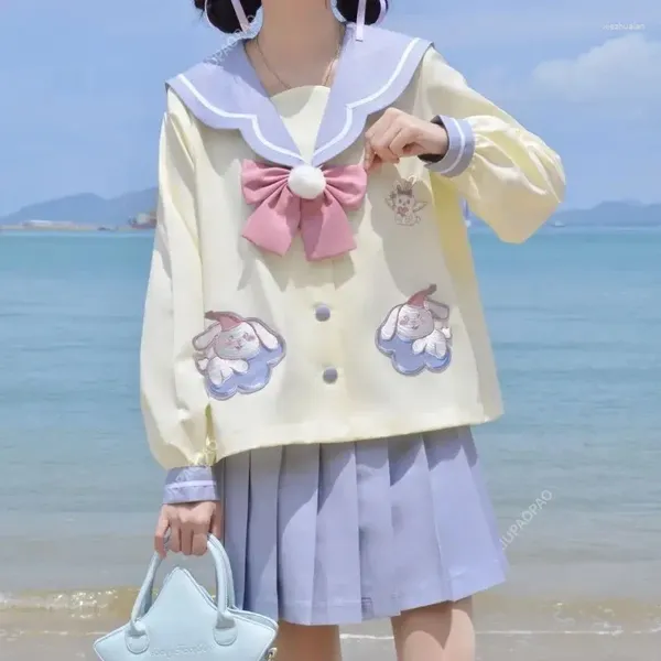 Set di abbigliamento Asilo dolce e carino Jk Uniforme Primavera Estate Lungo a maniche corte Costume da marinaio Costume cosplay di personaggi anime