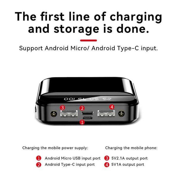 Bancos de energia do telefone celular Mini Power Bank 30000mAh portátil super rápido carregador de bateria externa para Samsung Poverbank Digital DisplayL240121