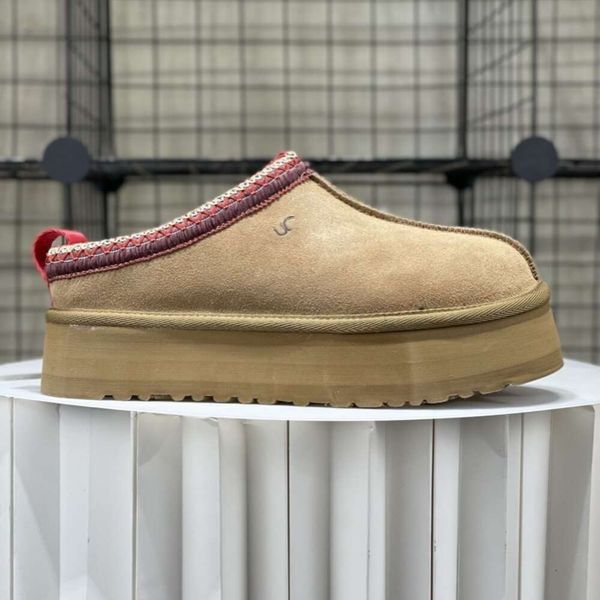 Mulher pele tasman chesut slides pele de carneiro shearling tazz chinelos masculino ultra plataforma bota deslizamento-em sapatos camurça conforto superior outono inverno tamanho