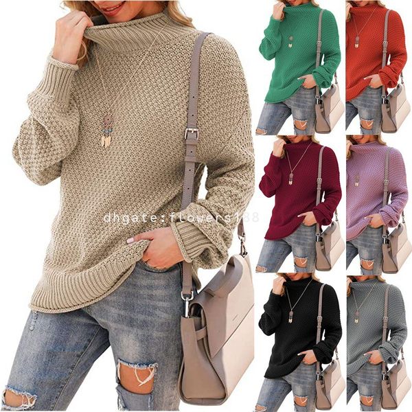 Suéteres femininos 2024 gola alta feminina plus size camisola batwing manga longa pulôver solto camisola de malha pesada
