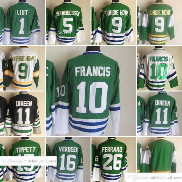 1991-1999 Filme Retro CCM Hockey Jersey Bordado 9 Gordie Howe 10 Ron Francis 11 Kevin Dineen 5 Ulf Samuelsson 26 Ray Ferraro 16 Patrick V 7060 4016