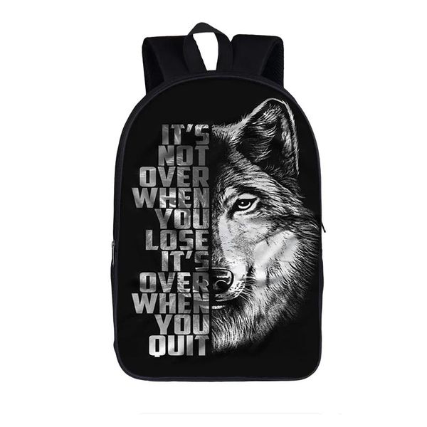 Sacos legal lobo selvagem mochila masculino hip hop mochila crianças sacos de escola adolescentes meninos meninas saco de livro dos homens saco de viagem