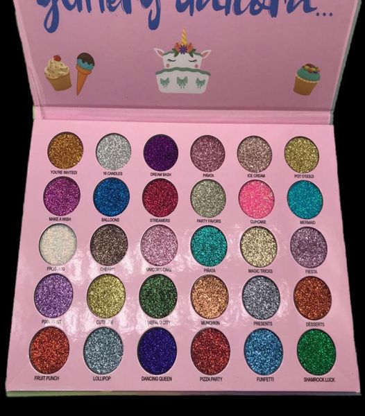 Drop palette di ombretti waterproof da 30 colori happy unicorn glitter party glitter eye makeup in polvere pressata7635563
