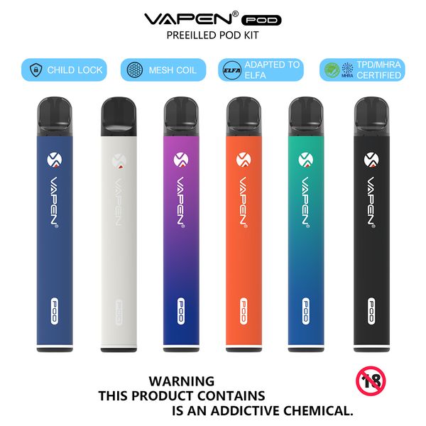 TPD-Zertifizierung VAPEN POD 650 Puff, vorgefüllt, 2 ml, Einweg-Vape-Pod, Ersatzgerät-Set, kompatibel mit wiederaufladbaren Elfa-Netzspulen, KINDERSICHERUNG, 500-mAh-Vapes