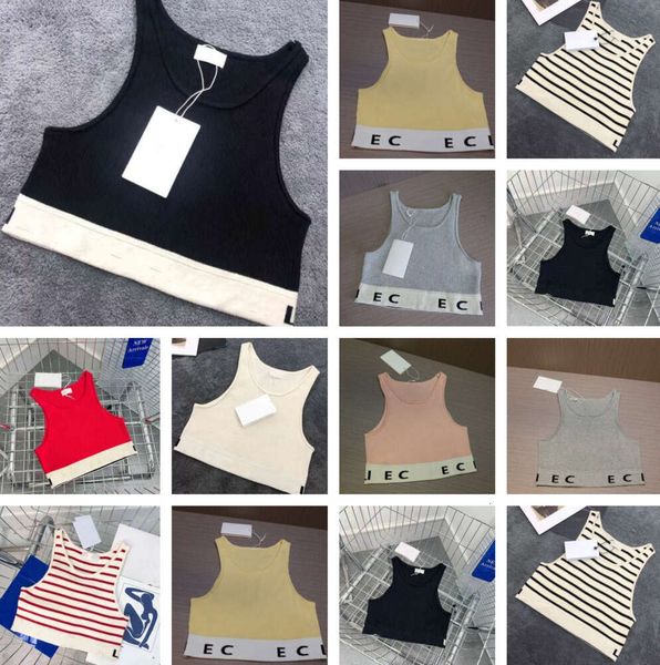 Designer-Tanktops für Damen, T-Shirts, Sommer-Oberteile für Damen, T-Shirts, Crop-Top, Stickerei, sexy, schulterfrei, schwarz, lässig, ärmellos, rückenfrei, Top-Shirts, einfarbig, gestreift, Farbe, Weste 55