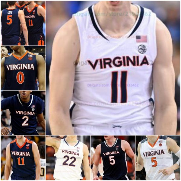 Virginia Basketball-Trikot, NCAA-Trikot mit Nähten, beliebiger Name, Nummer, Herren, Damen, Jugend, bestickt, Tristan How Christian Bliss, Jake Groves, Leon Bond III, Bryce Walker