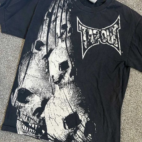 Herren T-Shirts Y2K Europäische und amerikanische Mode Schädel Gothic Baumwolle T-Shirt Herren High Street Hip-Hop Rundhals lässig Paar kurze Ärmel J240120