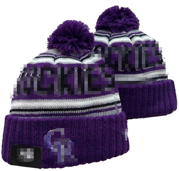 Gorro Rockies de malha Colorado Chapéus Equipes esportivas Beisebol Futebol Basquete Gorros Caps Mulheres Homens Pom Moda Inverno Top Caps Esporte Chapéus de malha