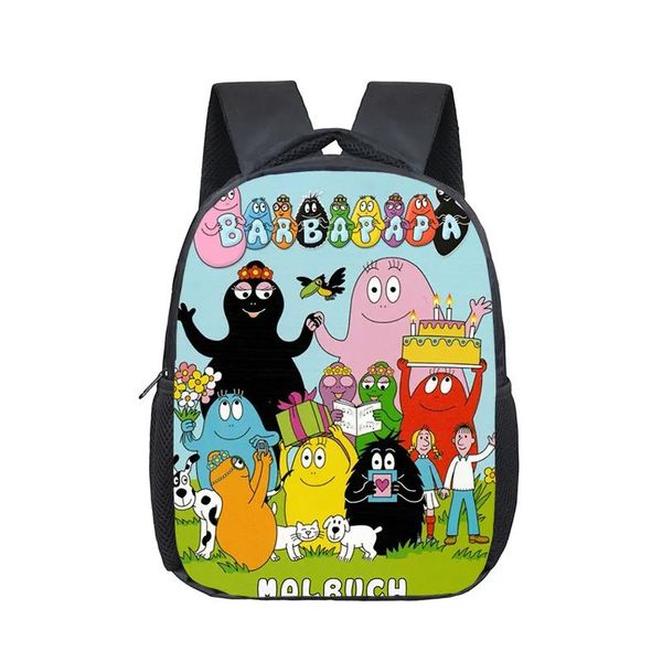 Borse da 12 pollici Cartoon Barbapapa Kindergarten Infantile Backpack per bambini BASSAGGIO COMPARONE BASSE