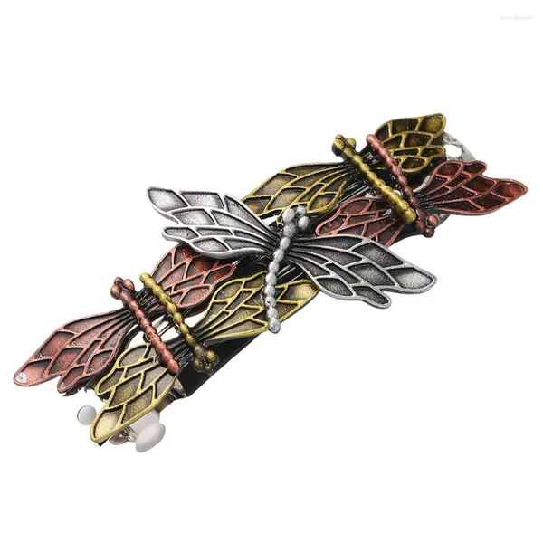 Relógios de parede Punk Dragonfly Barrette Pearl Decor Hair Spring Pin Hairpin Mulheres Headdress Clip Alloy Miss