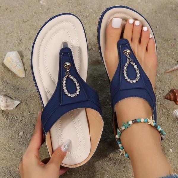 Тапочки, женские ортопедические сандалии, летние пляжные шлепанцы с поддержкой свода стопы большого размера, крутой носок с зажимом
