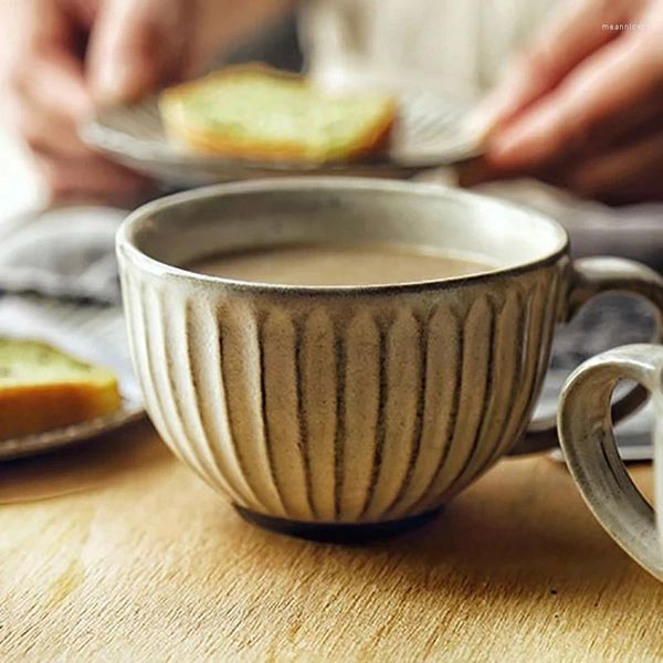 Conjuntos de chá 1PS estilo retro xícara de café conjunto com colher loja cerâmica leite chá dim sum caneca