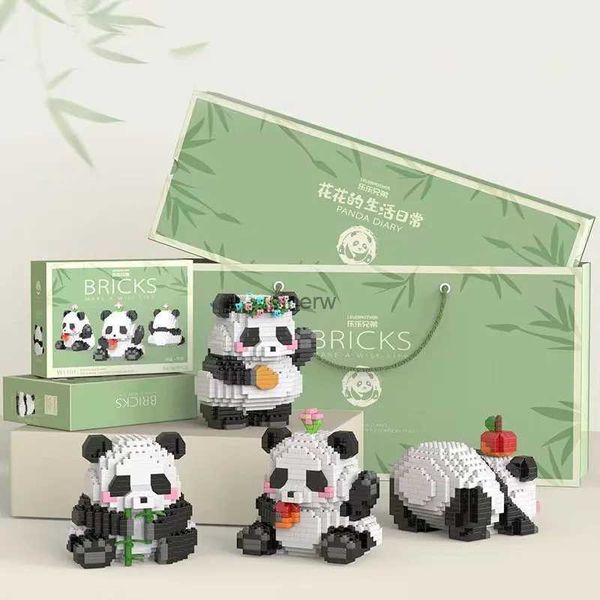 Bloklar Kawaii Panda Serisi Mikro Parçacık Yapı Blok Yaratıcı Hayvanlar Diy monte edilmiş tuğla tuğla oyuncakları Chilren Noel Hediyesi