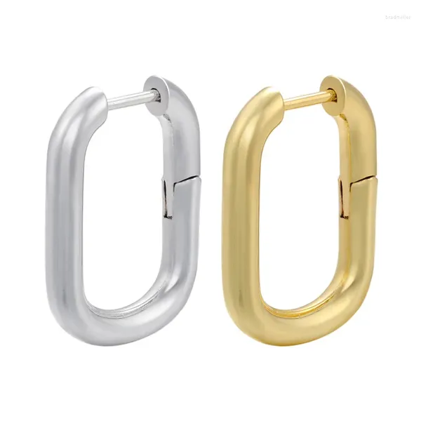 Brincos do parafuso prisioneiro na moda o-forma quadrado hoop brinco destacável simples ouro prata cor metal anel de orelha para mulheres acessórios de festa presente