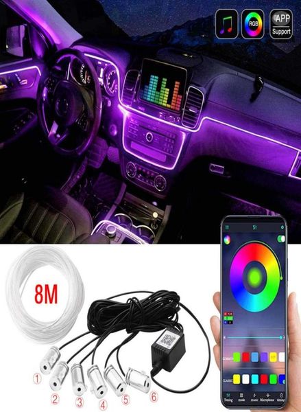 1 Anzug 456 in 1 Auto APP Bluetooth Steuerung Flexible LED Streifen Lichter DIY Refit Auto Innen Atmosphäre Dekoration RGB 5050 12V7879175