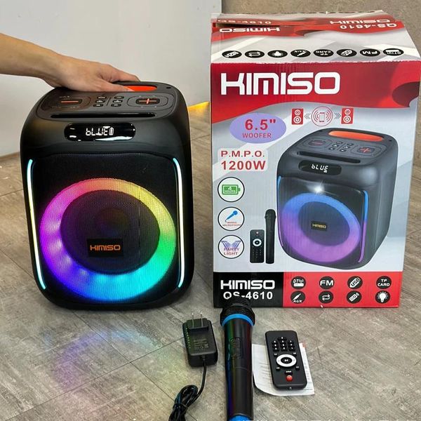 Alto-falantes Kimiso QS4610 P.M.P.O 1200W Poderoso Outdoor Fashion RGB Pickup Rhythm Light Bluetooth Speaker Camping Party Box Caixa de Som