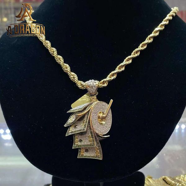 Factory Custom Iced Out d Color Vvs Moissanit Diamant Number Charm Tow Layer Custom Mossinate Custom Pendant Pass Diamond Teste