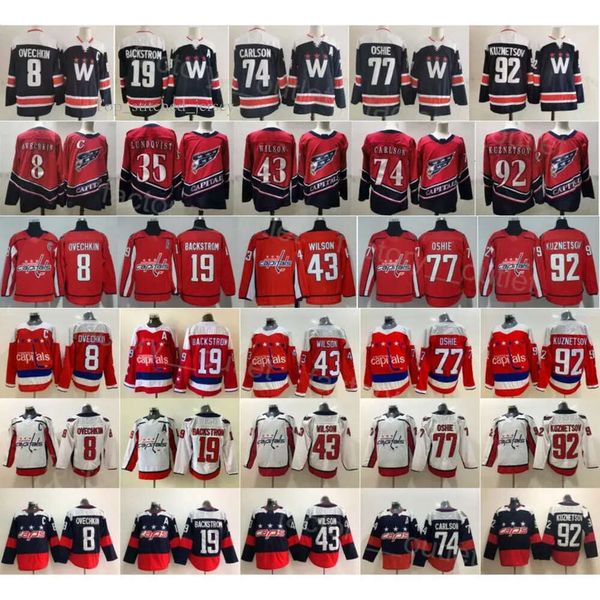 Washington Hokey Başkenti 8 Alex Ovechkin Forma Ters Retro 19 Nicklas Backstrom 43 Tom Wilson 77 TJ Oshie 92 Evgeny Kuznetsov 74 John C 3616