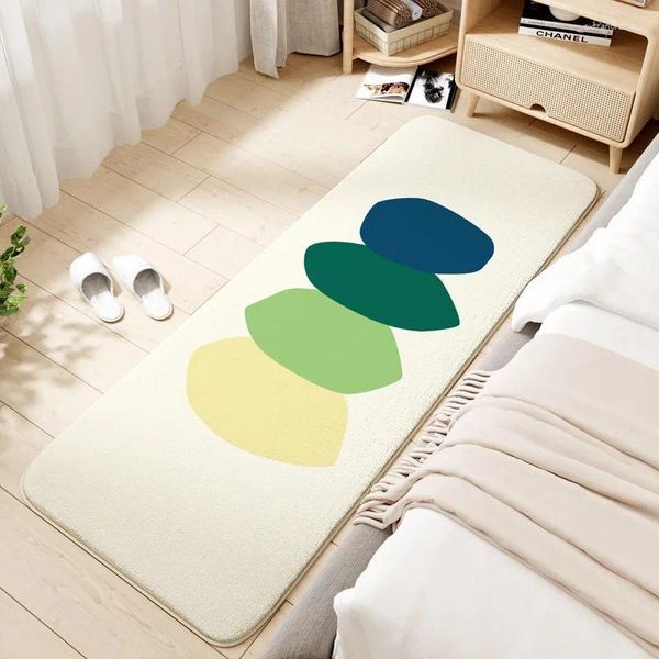 Tapetes Retangular Folha Imprimir Quarto Tapete Macio Pele-Amigável Falso Cordeiro Veludo Tapete Absorvente de Água Anti Slip Bed Down