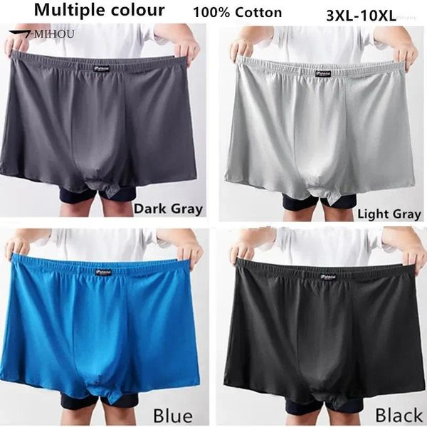 Cuecas 10xl 8xl 5xl tamanho grande puro algodão cintura alta boxers homens roupa interior respirável calcinha masculina oversized pai solto pantie