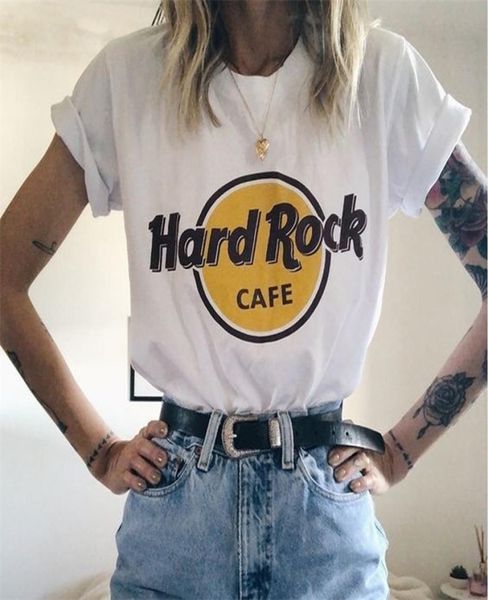 Летняя футболка с буквенным принтом Hard Rock Cafe Women039s Grunge Aesthetic с коротким рукавом, повседневные топы Kawaii Harajuku, футболки 2103068607214