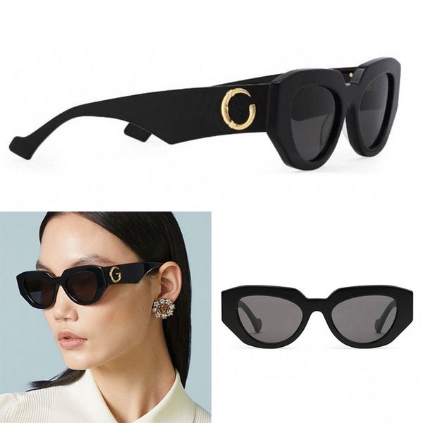 Occhiali da sole di lusso firmati GG1421 da donna Occhiali da sole alla moda con montatura geometrica in fibra di acetato nero