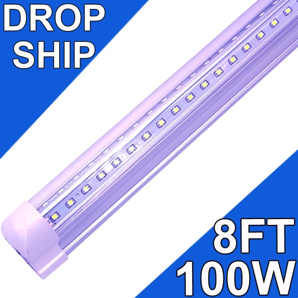 LED mağaza ışık fikstürü, 8ft 100W 6500K Soğuk Beyaz, 8 Ayak T8 Entegre LED Tüp Işıkları, Depo Garaj Aydınlatma, V Şeker, Yüksek Çıkış, Bağlantılabilir USASTOCK