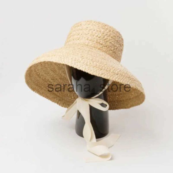 Cappelli a tesa larga Cappelli a secchiello Donna Cappello a secchiello in rafia a tesa larga per le donne Vacanza al mare Cappello di paglia Cappello estivo da sole Donna Vacanza Cappello di protezione UV all'ingrosso J240120