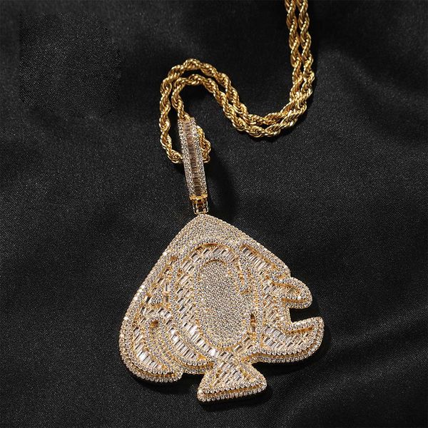 Collana con ciondolo a forma di cuore di pesca Hip Hop completo di zirconi 5A 18k placcato oro reale per uomo e donna