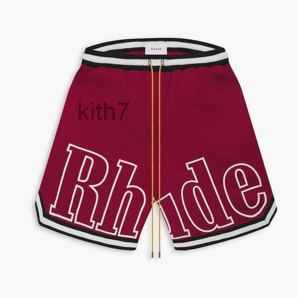 Designer-Shorts Rhude Herren Capsule Sommer Strandhose Mesh-Material Atmungsaktiv Schweiß Locker Fitness Basketball Herren Kurz Rot Größe M-3XL YSIZ