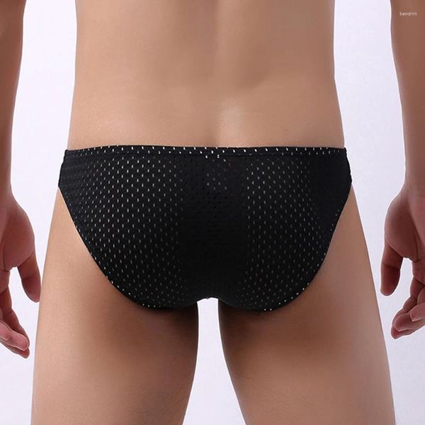 Cuecas de malha roupa interior tanga respirável bulge bolsa oco lingerie calcinha sexy shorts esportes boxer briefs