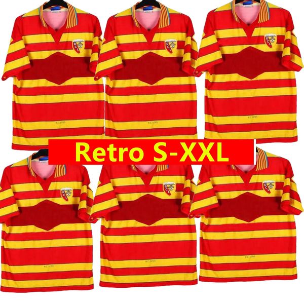 Maillots de foot 97 98 retro RC Lens camisas de futebol 1997 1998 LACHOR MAGNIER Clássico Vintage Camisa de Futebol masculino kit Uniforme de Futebol home top de futbol