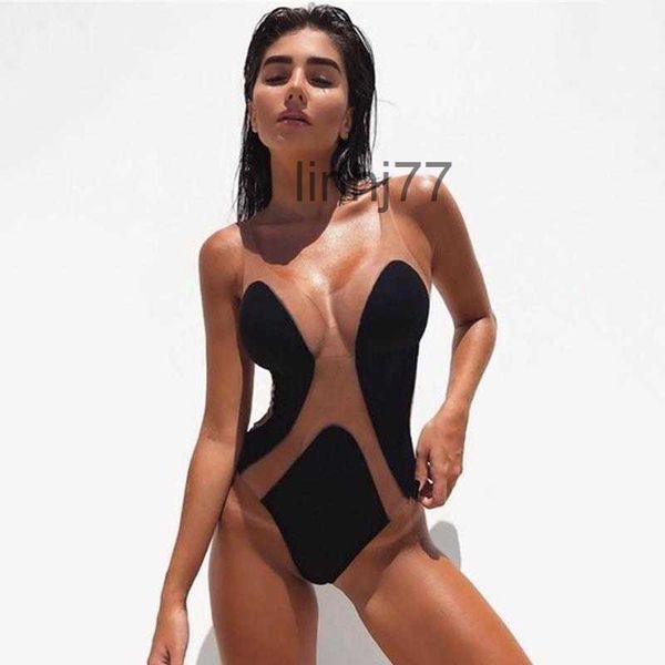 Costumi da bagno da donna Sexy Mesh Patchwork Costume intero 2022 Summer Beach See Through Costume da bagno Donna Bikini Skinny Body8J4I8J4I