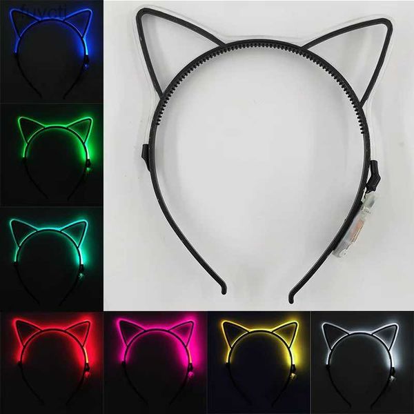 Parti Şapkaları Aydınlık Kedi Kulakları Led Saç Band Kawaii Aksesuarları Cosplay Malzemeleri Doğum Günü İçin Parlayan Renkli Kafa Bandı Noel YQ240120