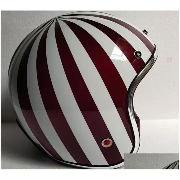 Мотоциклетные шлемы для мотокросса Masei Ruby Vintage Helmet Half Open Face Abs Casque 501 Red Drop Delivery Автомобили Мотоциклы Accesso Otguk