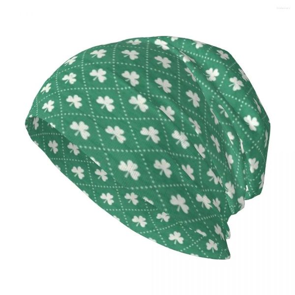 Baskenmützen Shamrock On! - Strickmütze mit smaragdgrünem Hintergrund, Boonie-Hüte, Rave Beach-Mützen für Damen