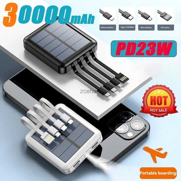 Banques d'alimentation pour téléphone portable 30000 mAh 4 lignes USB Banque d'énergie solaire mince chargeant une batterie de rechange externe de charge portable pour tous les smartphones Solar Powerbank