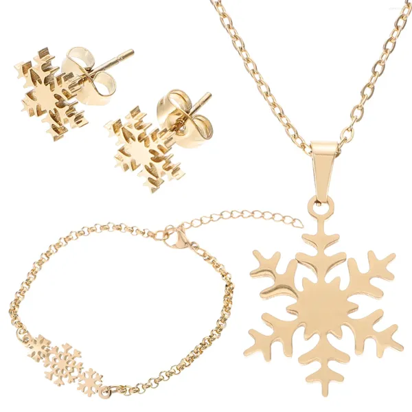 Ожерелье, серьги, браслет, рождественский подарок, серьги, декор, снежинка, колье, медная цепочка