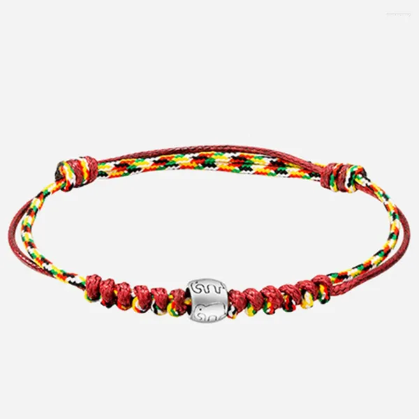 Charme pulseiras sorte elefante artesanal trançado pulseira de corda vermelha para casal mulheres proteção ajustável amigos amantes