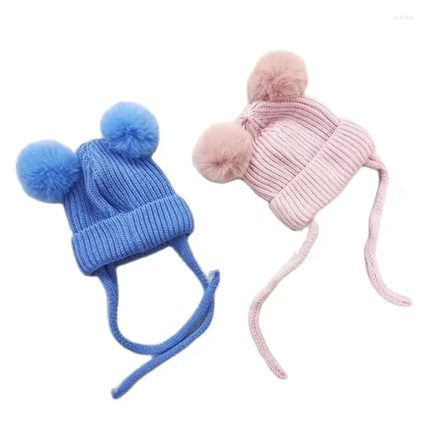 Berets bebê criança bonito dos desenhos animados pompom malha chapéu meninos criança meninas 6 meses grosso quente trança beanie boné macio crânios crânio à prova de vento