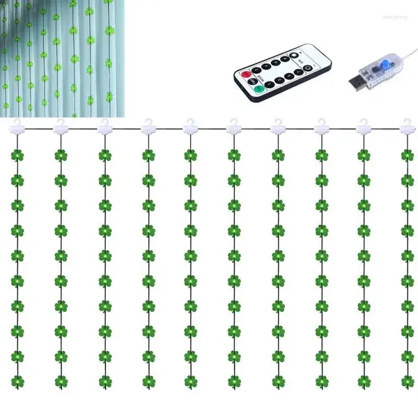 Strings Grüne Kleeblatt-Lichterkette, St. Patrick's Day, irische Dekoration, 8 Modi, Glücksfee