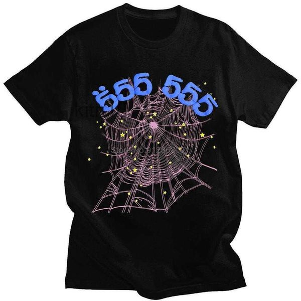 Erkek Tişörtler Vintage Baskı SP5DER 555555 Melek Numara Tişörtleri Erkek Kadınlar Kaliteli Örümcek Web Desen T-Shirt Üst Tees G230427 KZ14