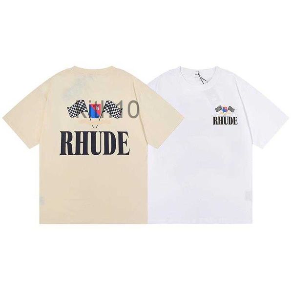 Designer Moda Roupas Tees Hip Hop Camisetas Rhude Flag Imprimir Homens Mulheres Verão Solto Puro Algodão T-shirt Tendência Marca Casal Vestido Streetwear Tops Sportswear I9ka