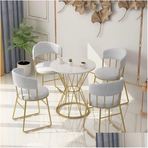 Sala de estar Mobília Nordic Light Negociação de Luxo Mesa Café Sobremesa Loja Cadeira de Metal para Decoração de Casa Interior Drop Delivery Garden Dh1Dt