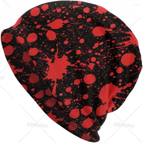 Berretti Halloween Rosso Nero Horror Schizzi di sangue Sciarpa casual Bandana Cappello allentato Copricapo elasticizzato Berretto per corsa Arrampicata