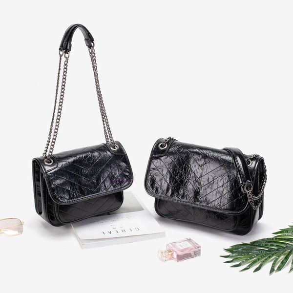 Designer -Bag Cross Body Niki Öl Wachs Leder Eins Schulterkettenbeutel YSLINE FÜR Damen Wandering -Tasche mit großer Kapazität Crossbody Bag Live Sendung