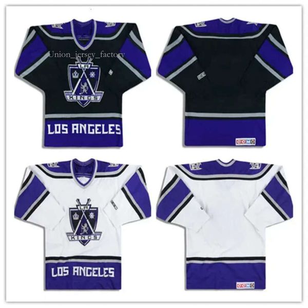 Personalizado Vintage 1999-02 LA KINGS # 20 Luc Robitaille CCM JERSEY # 4 Rob Blake Home Away Preto Branco Hóquei Jerseys Qualquer Nome Número Ed 3686