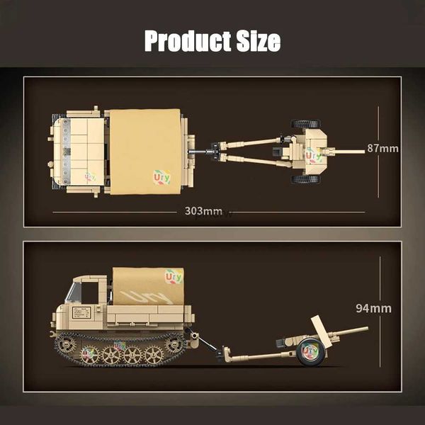 Blocos da segunda guerra mundial, alemanha, rso/01, trator, arma antitanque, veículos militares do exército, blocos de construção de soldados, brinquedos para meninos, presente de aniversário diy