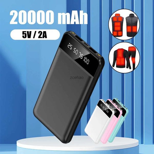 Handy-Powerbanks Neue 20000 mAh Power Bank tragbares Mini-Ladegerät Schnellladung externer Akku Dual USB für Heizung Weste Jacke Socken Telefon